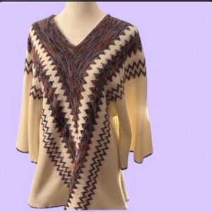 Vintage 1970s Cuddle Knit Bell Sleeve Tunic | Wool Blend Spring Boho Sweater